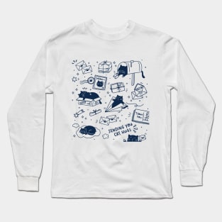 Sending you cat hugs (navy blue)! Long Sleeve T-Shirt